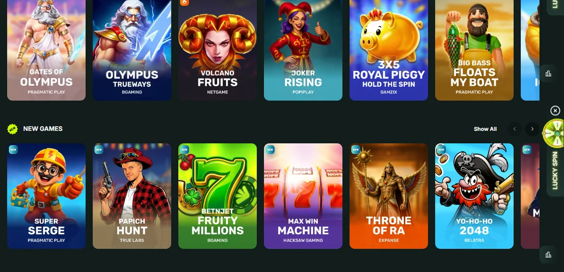 Browse popular slots lobby